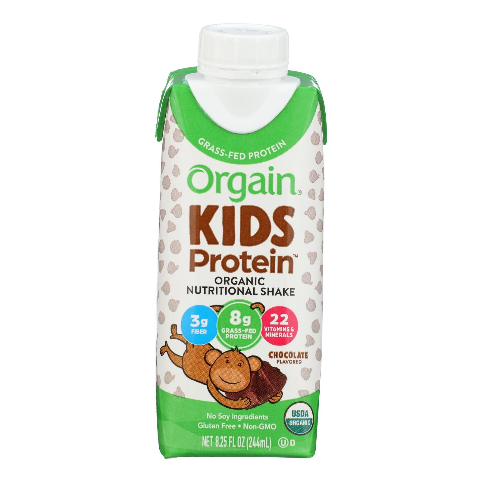 Orgain Organic Nutrition Shake - Chocolate Kids - 8.25 Fl Oz - Case Of 12 Default Title