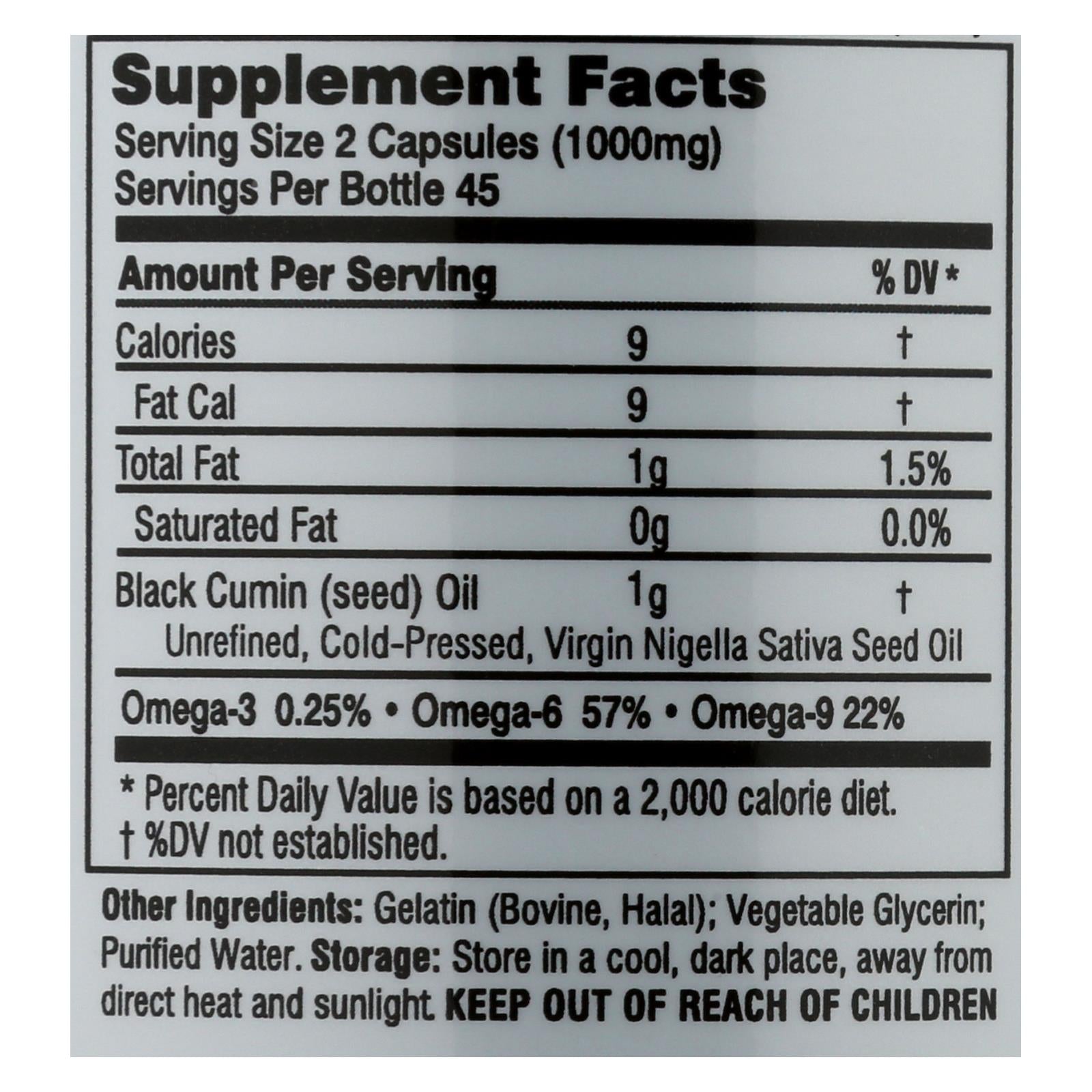 Amazing Herbs - Black Seed Black Cumin Seed Oil - 90 Softgels - GreatEagleInc