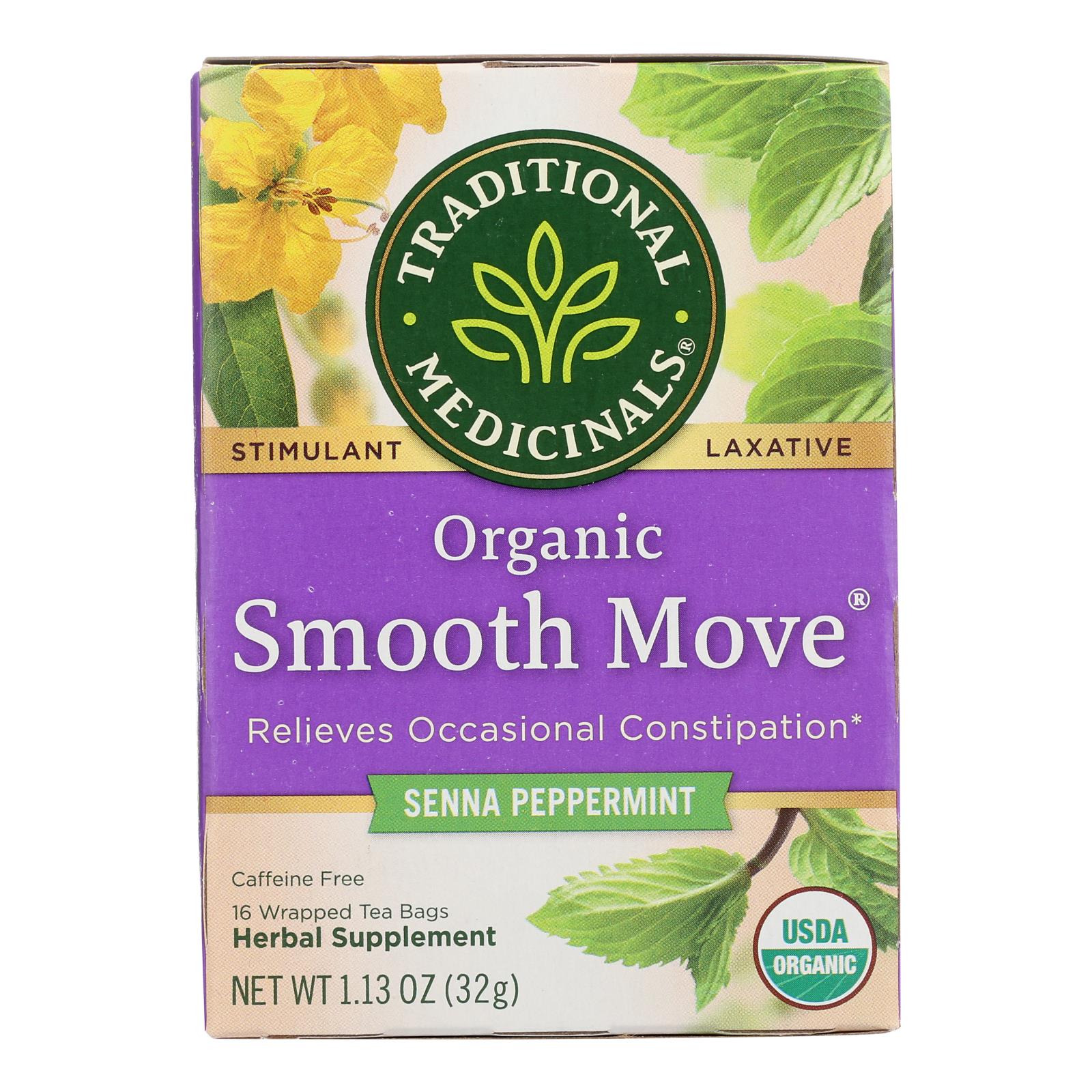 Traditional Medicinals Organic Smooth Move Peppermint Herbal Tea - 16 Tea Bags - Case Of 6 - GreatEagleInc