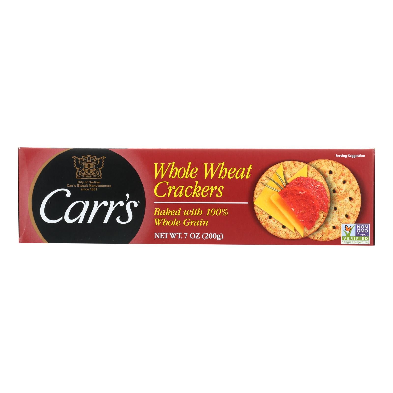 Carr's Crackers - Whole Wheat - Case Of 12 - 7.1 Oz - GreatEagleInc