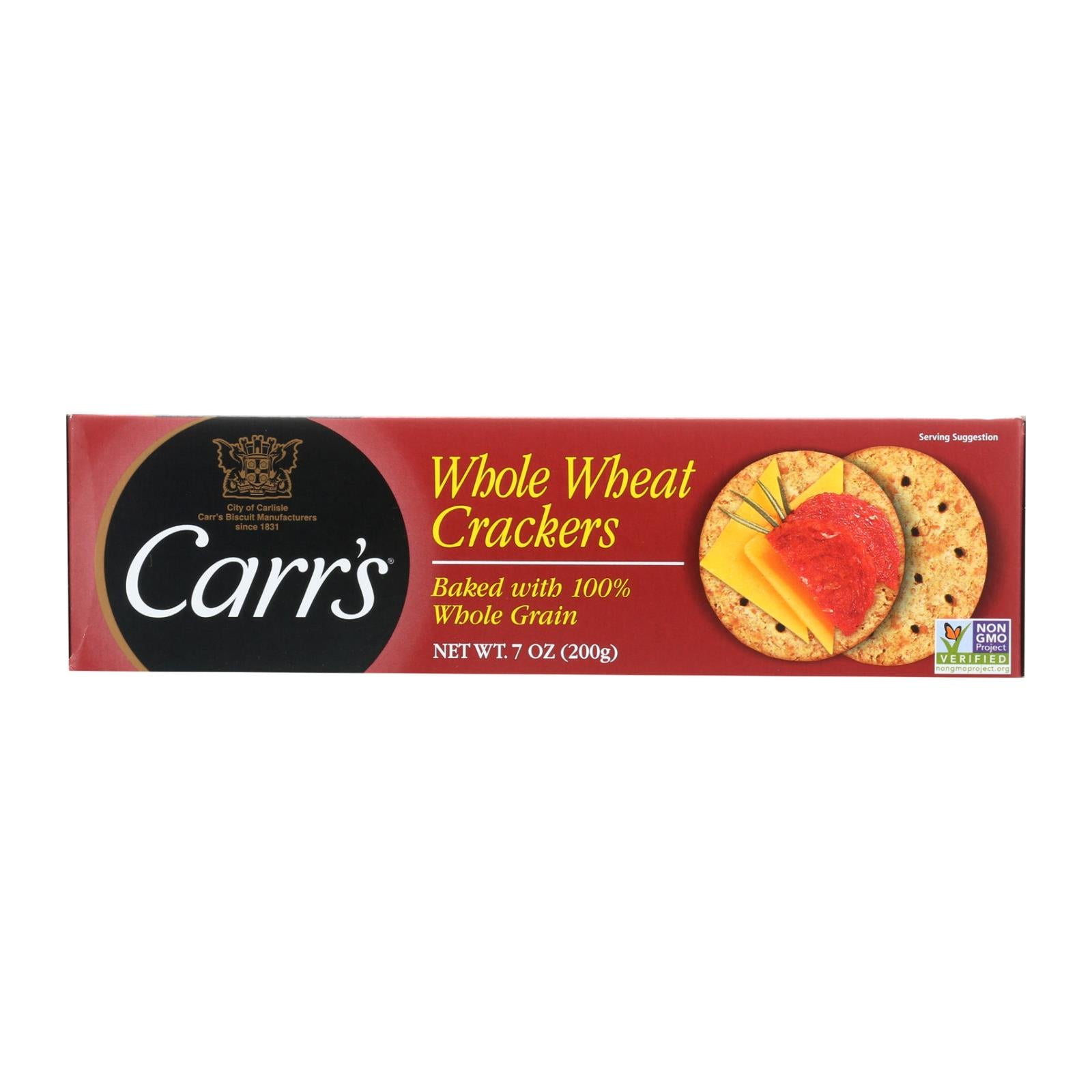 Carr's Crackers - Whole Wheat - Case Of 12 - 7.1 Oz - GreatEagleInc