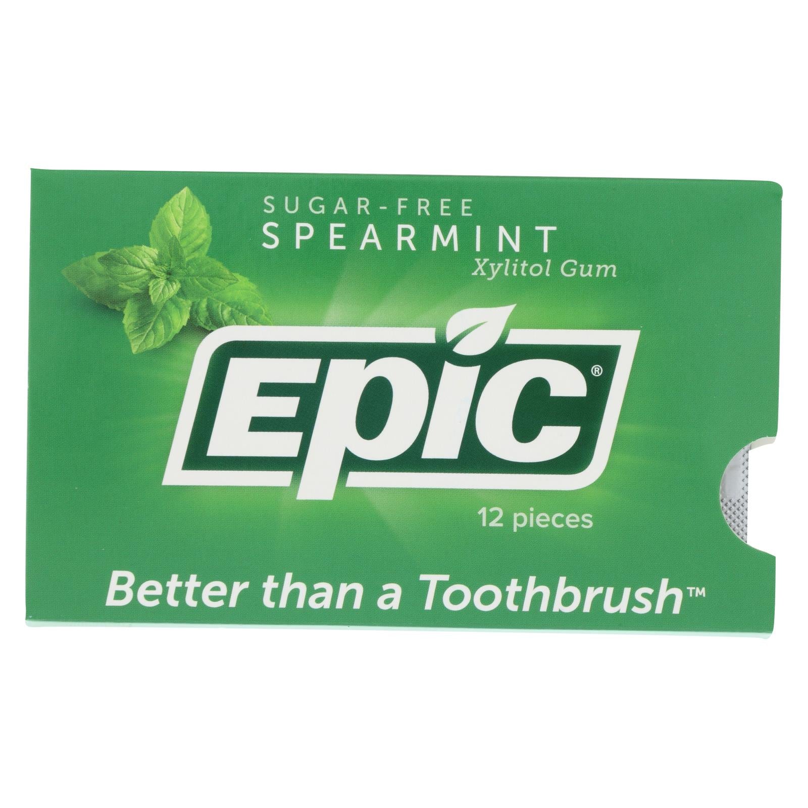 Epic Dental - Xylitol Gum - Spearmint - Case Of 12 - 12 Pack - GreatEagleInc