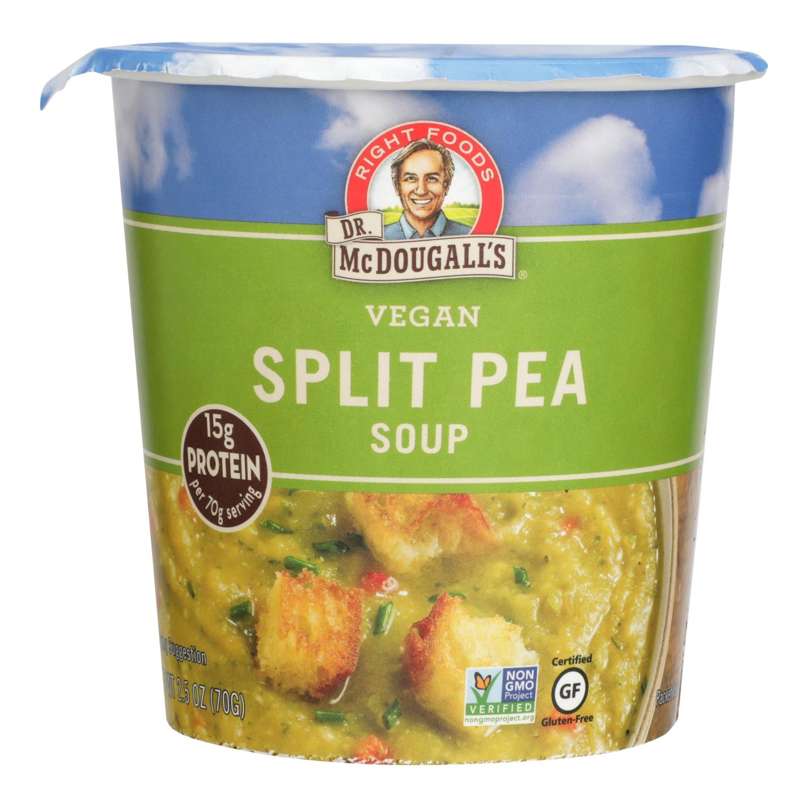 Dr. Mcdougall's Vegan Split Pea And Barley Soup Big Cup - Case Of 6 - 2.5 Oz. - GreatEagleInc