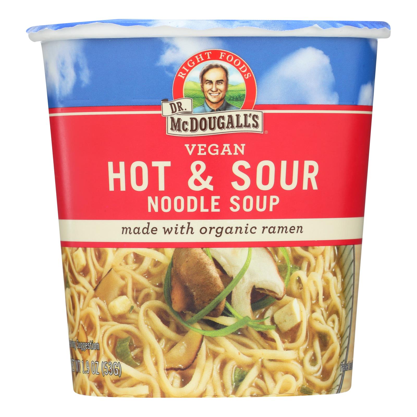 Dr. Mcdougall's Vegan Hot And Sour Noodle Soup Big Cup - Case Of 6 - 1.9 Oz. - GreatEagleInc