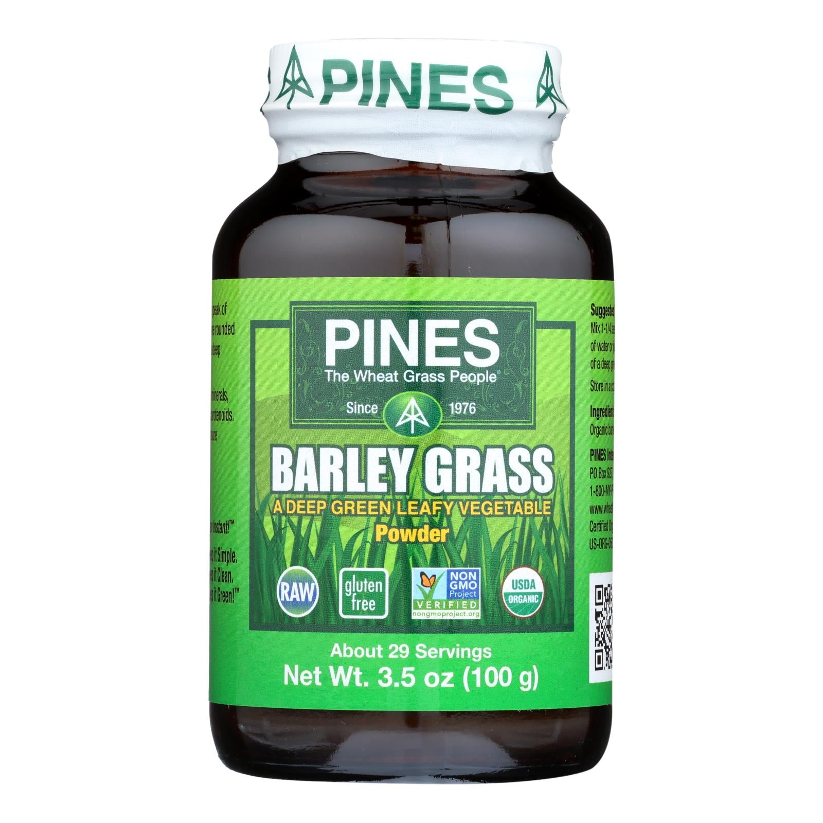 Pines International 100% Organic Barley Grass Powder - 3.5 Oz - GreatEagleInc