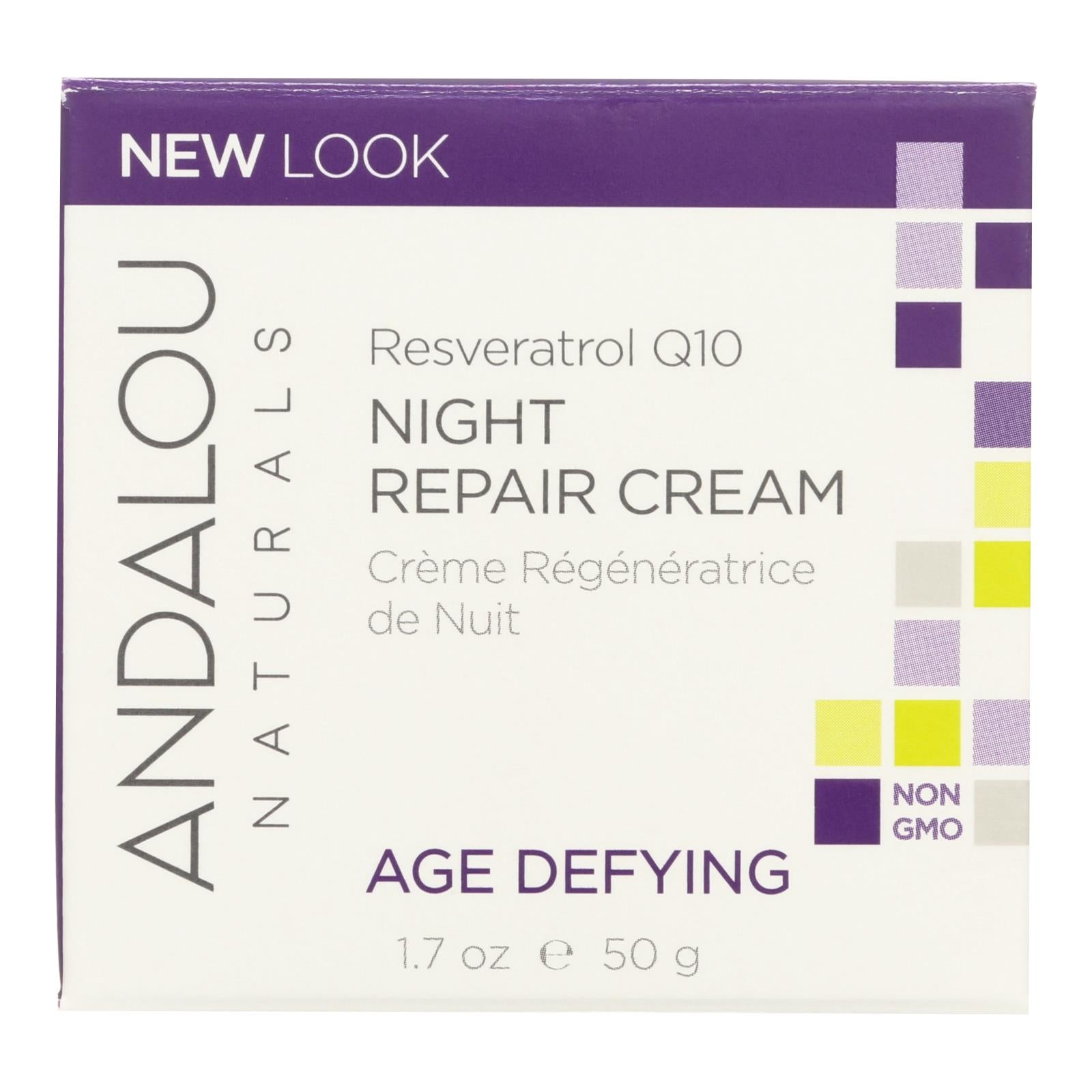 Andalou Naturals Resveratrol Q10 Night Repair Cream - 1.7 Fl Oz - GreatEagleInc