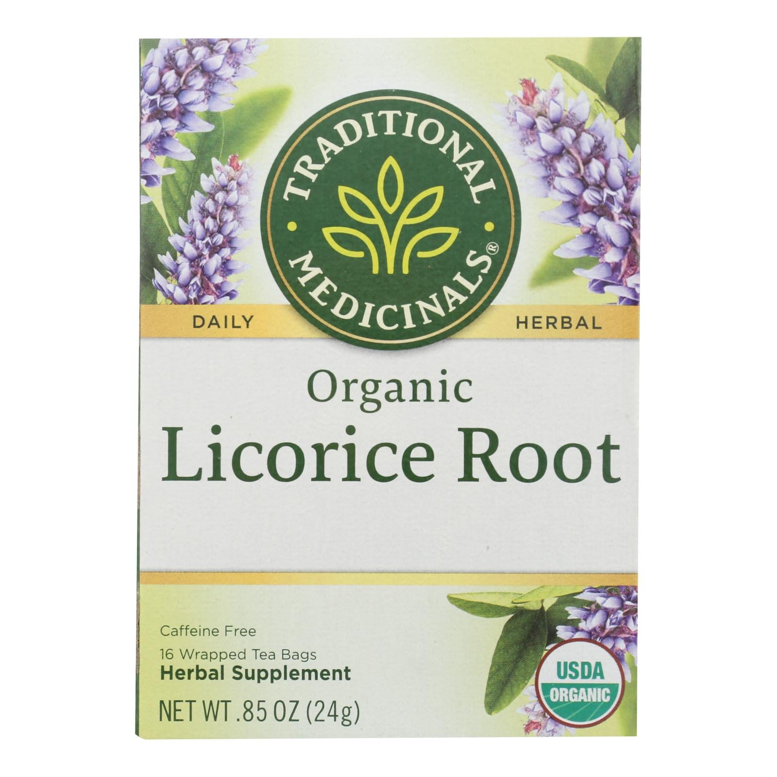 Traditional Medicinals Organic Licorice Root Herbal Tea - 16 Tea Bags - Case Of 6 - GreatEagleInc
