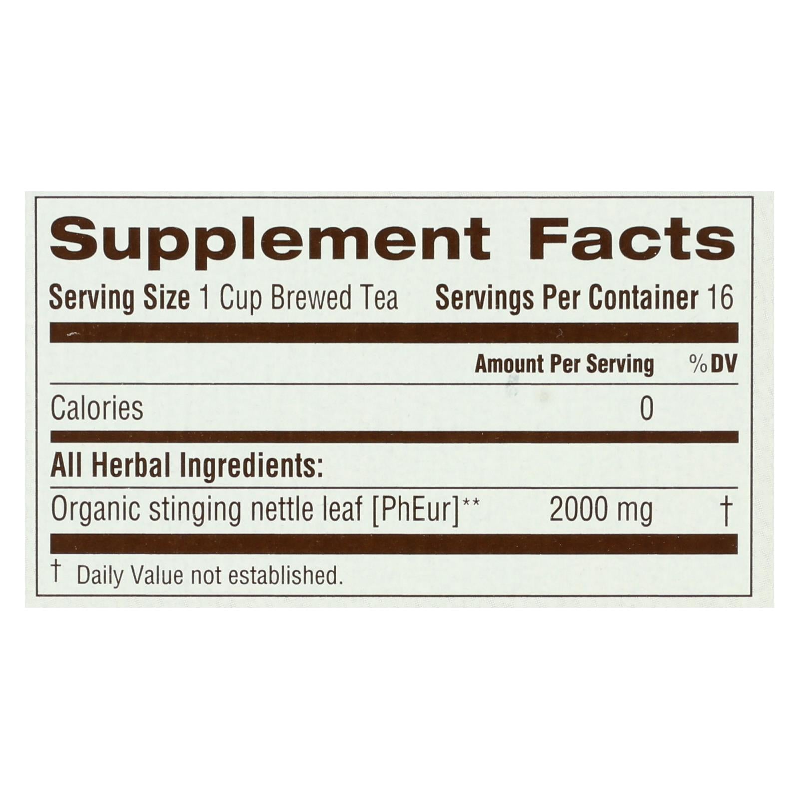 Traditional Medicinals Organic Nettle Leaf Herbal Tea - 16 Tea Bags - Case Of 6 - GreatEagleInc