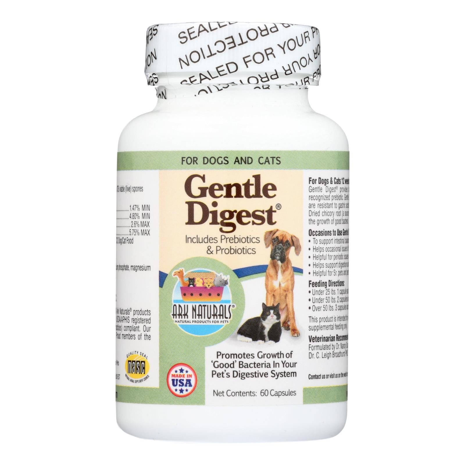 Ark Naturals Gentle Digest For Dogs And Cats - 60 Capsules - GreatEagleInc