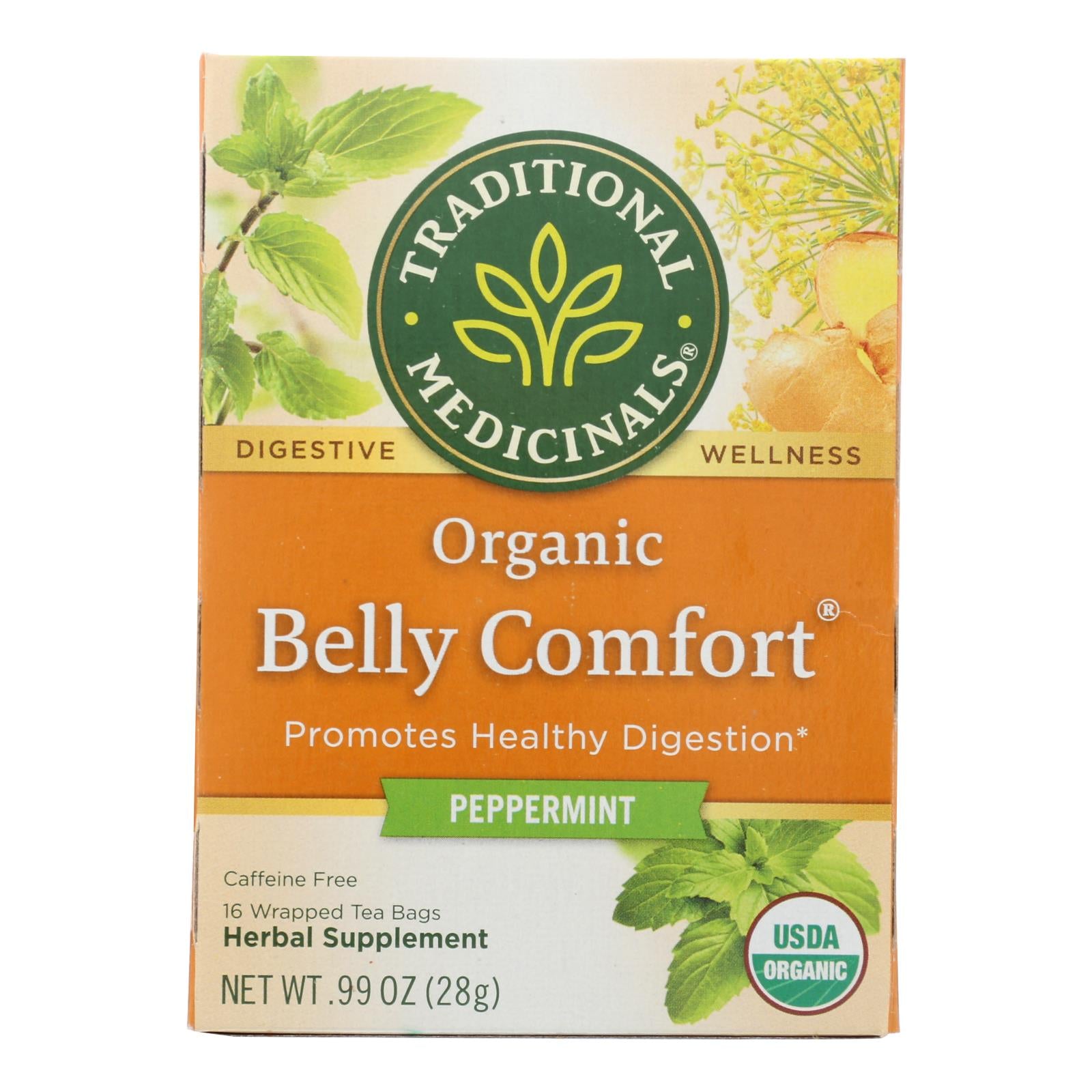 Traditional Medicinals Belly Comfort Peppermint - Caffeine Free - Case Of 6 - 16 Bags - GreatEagleInc