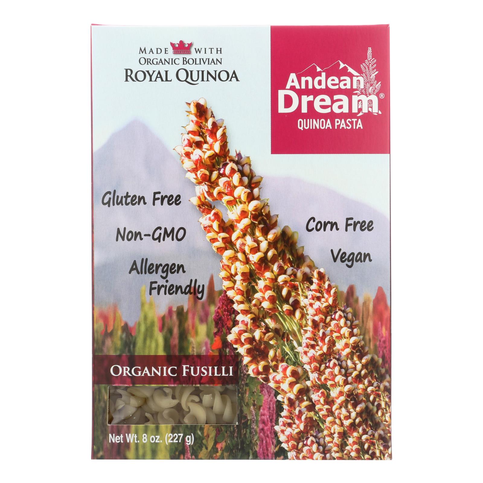 Andean Dream Gluten Free Organic Fusilli Quinoa Pasta - Case Of 12 - 8 Oz. - GreatEagleInc