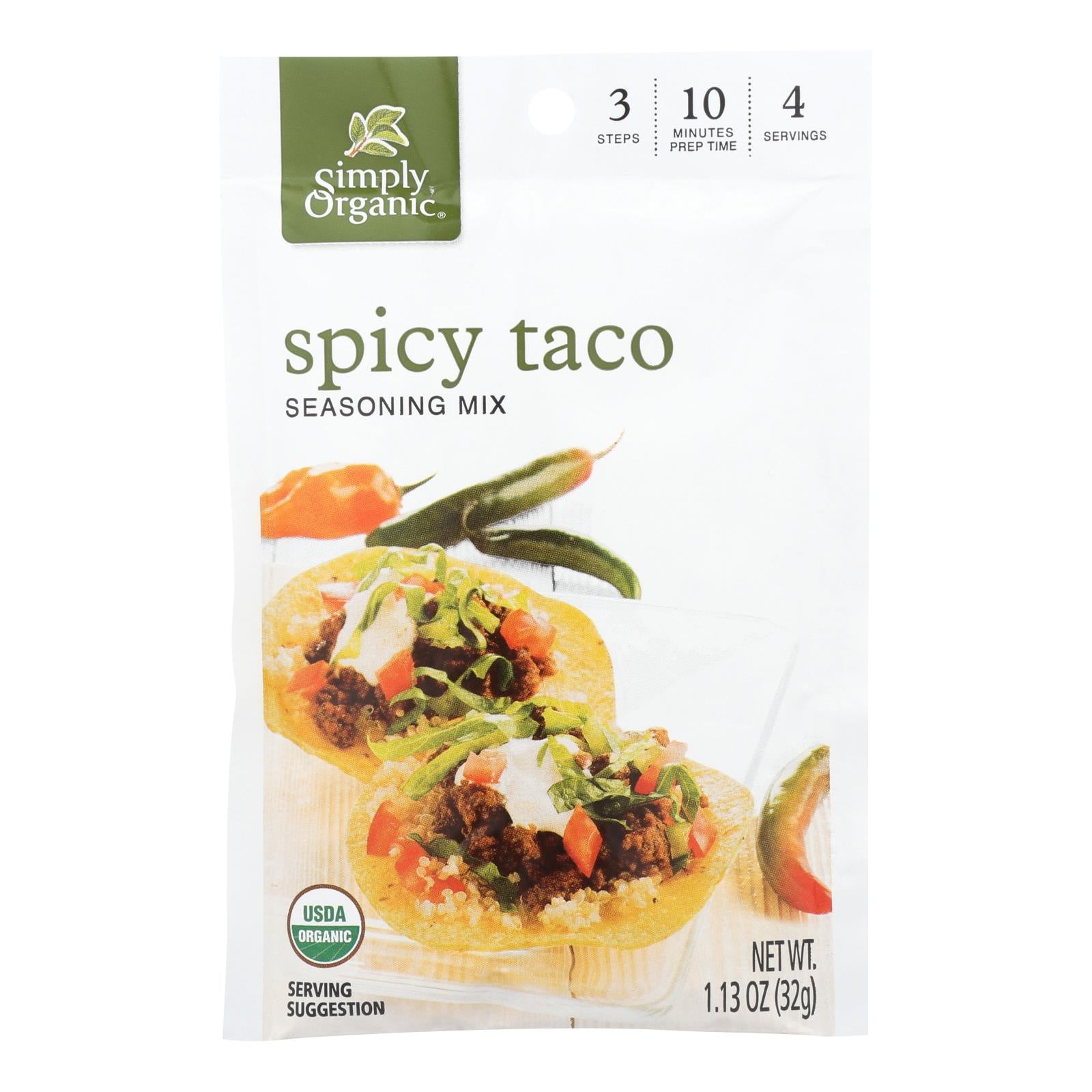 Simply Organic Spicy Taco Seasoning Mix - Case Of 12 - 1.13 Oz. - GreatEagleInc