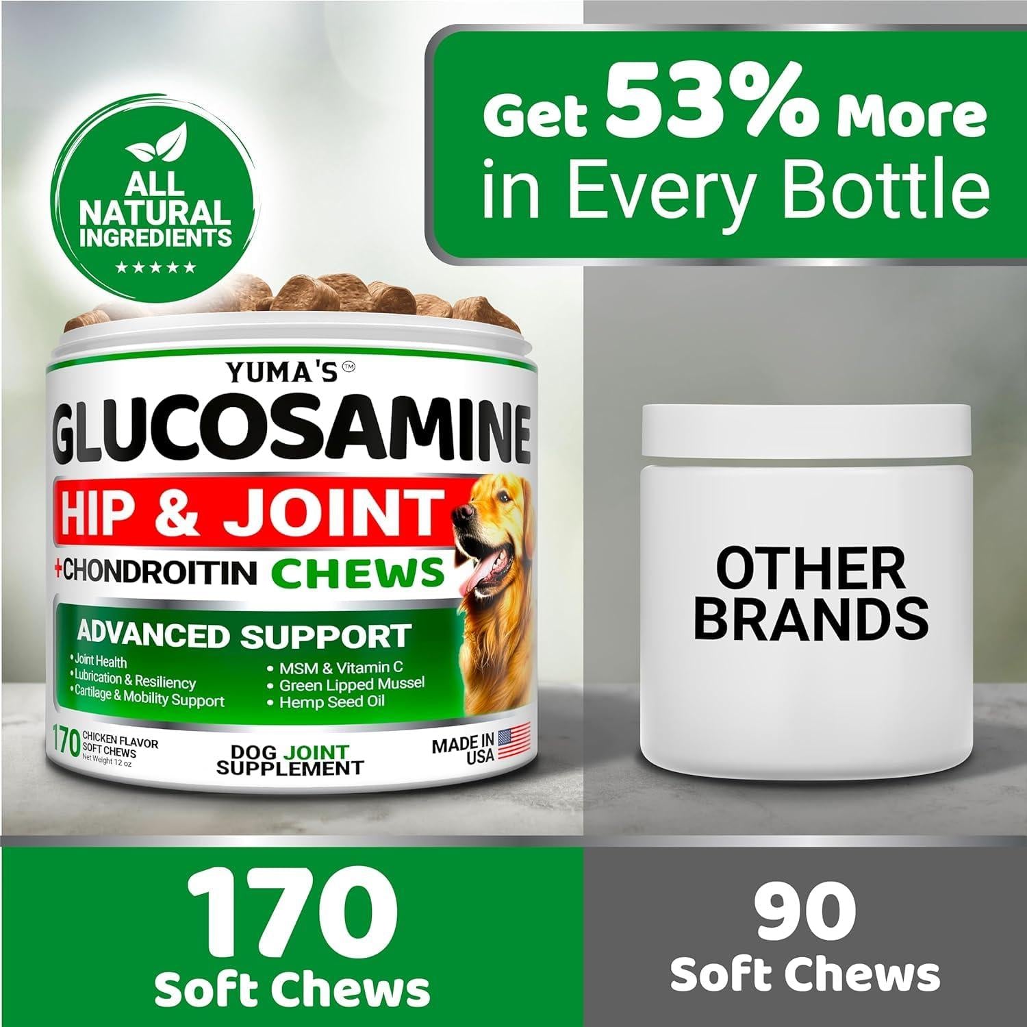 (2 Pack) Glucosamine for Dogs   Made in USA - Pet Supplies