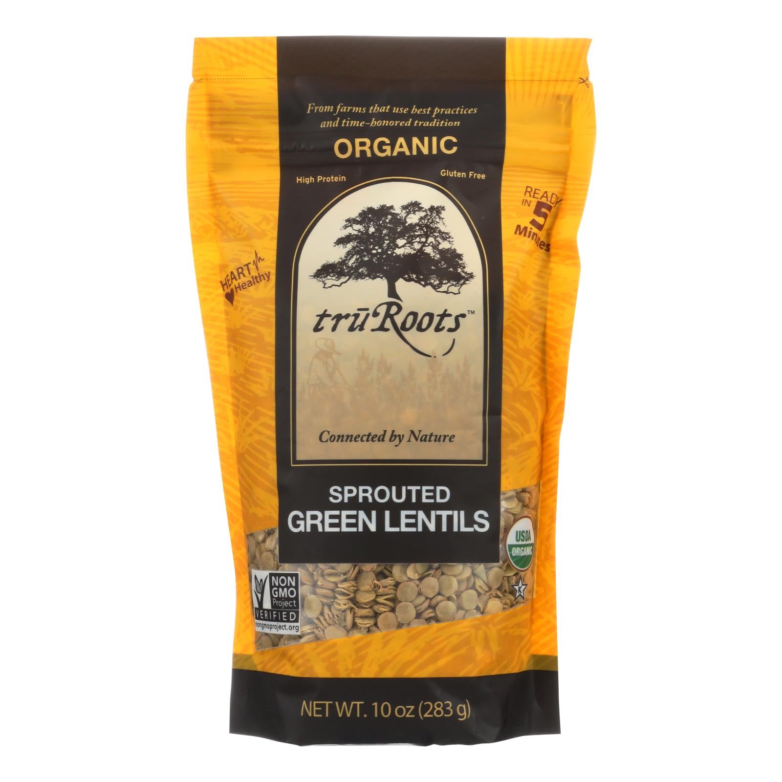 Truroots Organic Green Lentils - Sprouted - Case Of 6 - 10 Oz. - GreatEagleInc