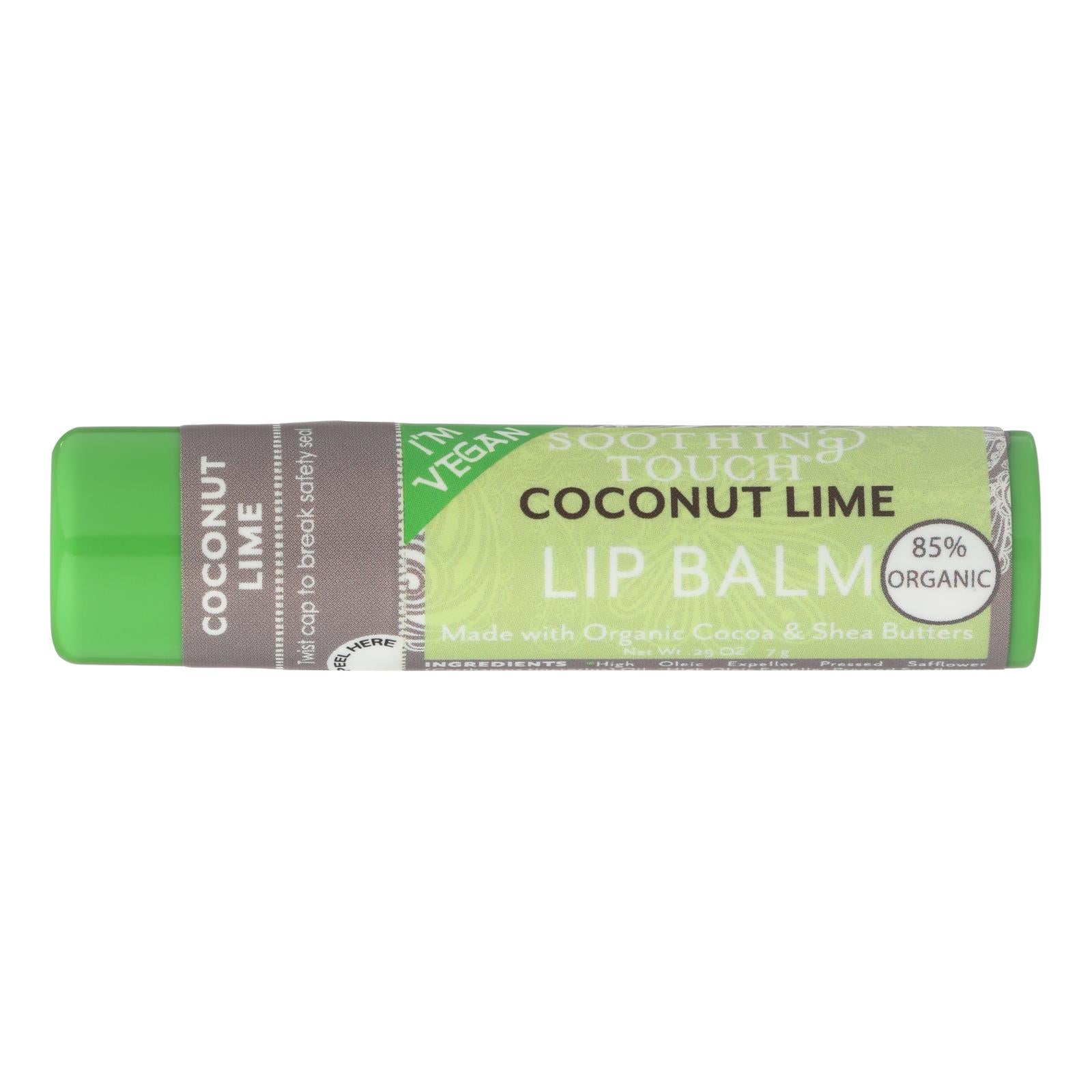 Soothing Touch Lip Balm - Organic Coconut Lime - Case Of 12 - .25 Oz - GreatEagleInc