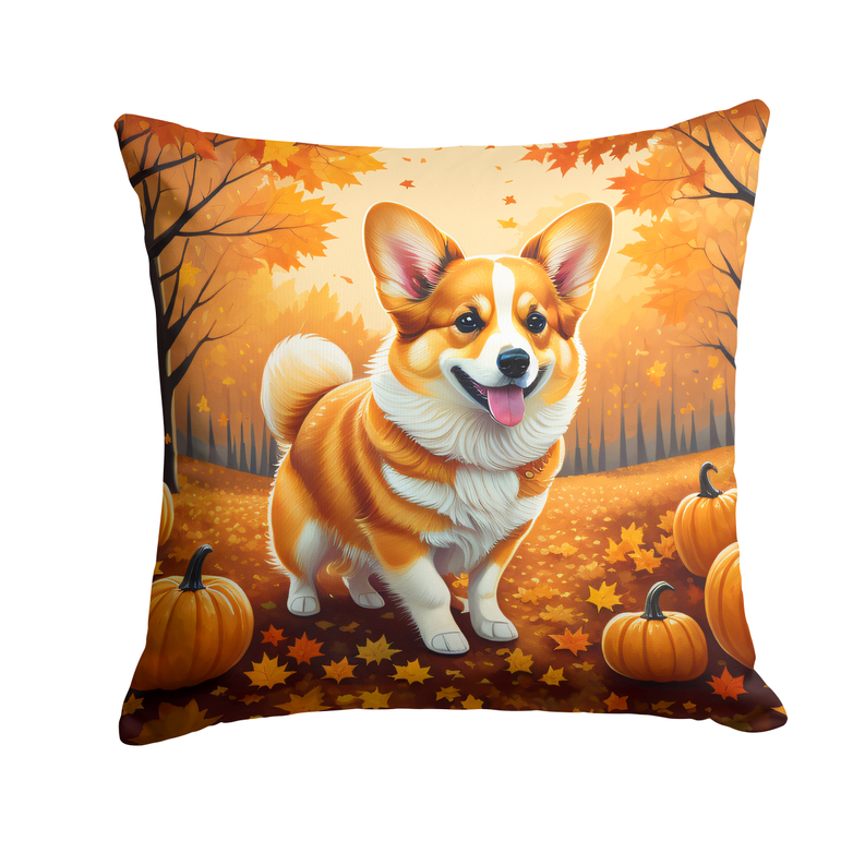 Fall-themed dog print pot holder with orange leaves and pumpkins, black border