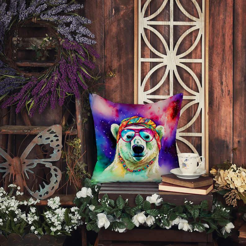Square raccoon pot holder with colorful watercolor print and dark border