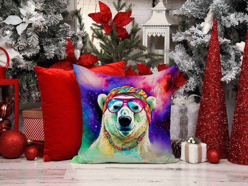 Square raccoon pot holder with colorful watercolor face on galaxy-style background