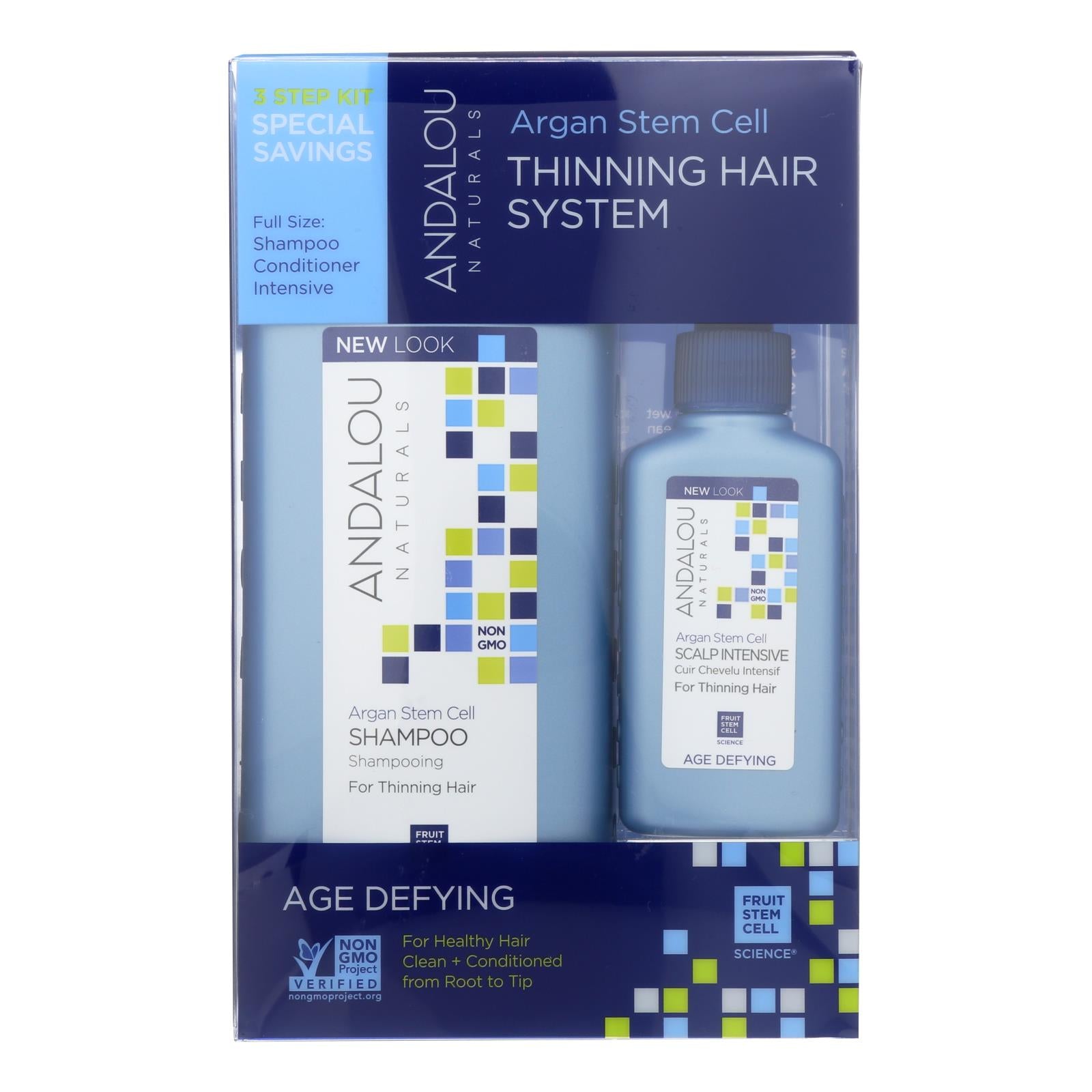 Andalou Naturals Thinning Hair System With Argan Fruit Stem Cells - 3 Pieces - Eco-Friendly Home & Grocery
