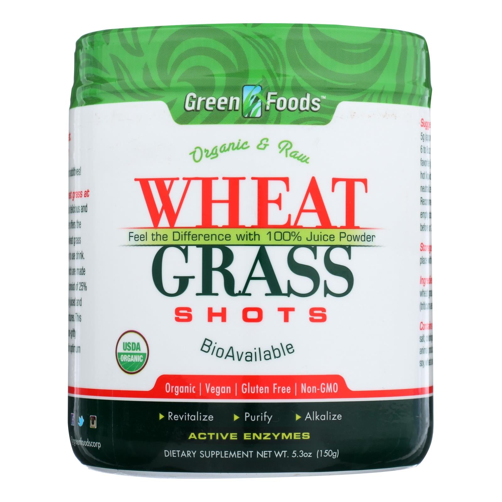 Green Foods Organic And Raw Wheat Grass Shots - 5.3 Oz - Eco-Friendly Home & Grocery
