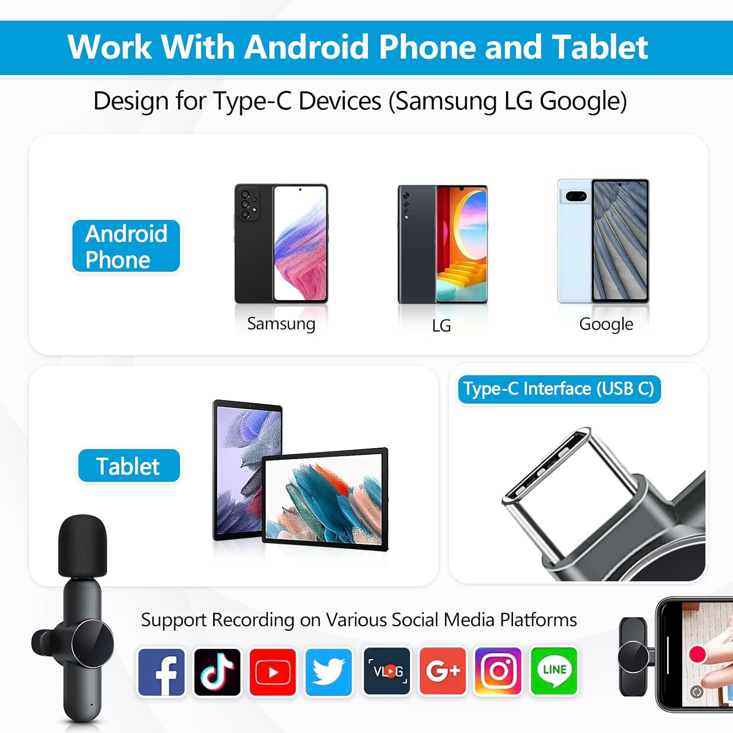 New Wireless Lavalier Microphone Portable Audio Video Recording Mini Mic - GreatEagleInc