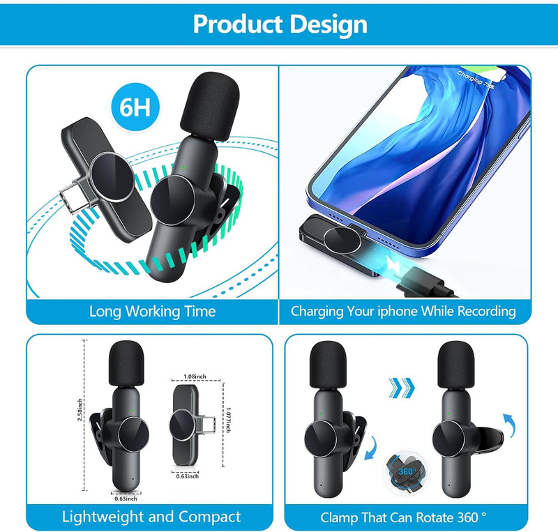 New Wireless Lavalier Microphone Portable Audio Video Recording Mini Mic - GreatEagleInc