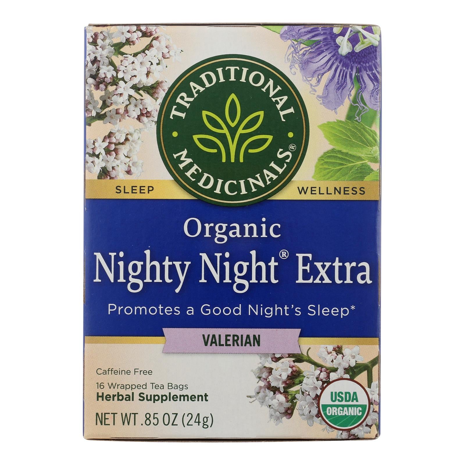 Traditional Medicinals Organic Herbal Tea - Nighty Night Valerian - Case Of 6 - 16 Bags - GreatEagleInc