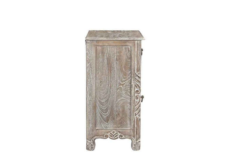 30" Gray Solid Wood Distressed One Drawer Nightstand