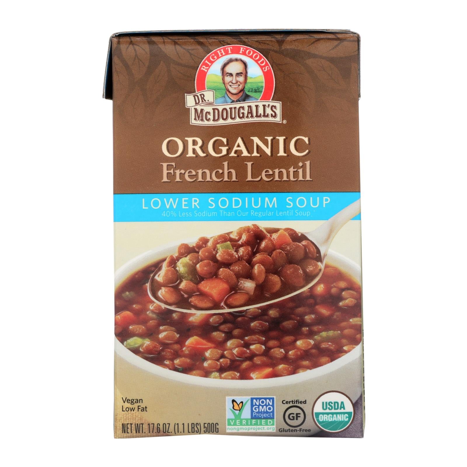 Dr. Mcdougall's Organic French Lentil Lower Sodium Soup - Case Of 6 - 17.6 Oz. - GreatEagleInc