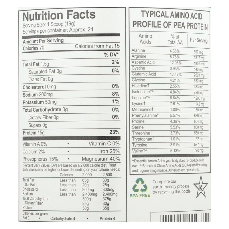 Growing Naturals Yellow Pea Protein - Original - 16 Oz - GreatEagleInc