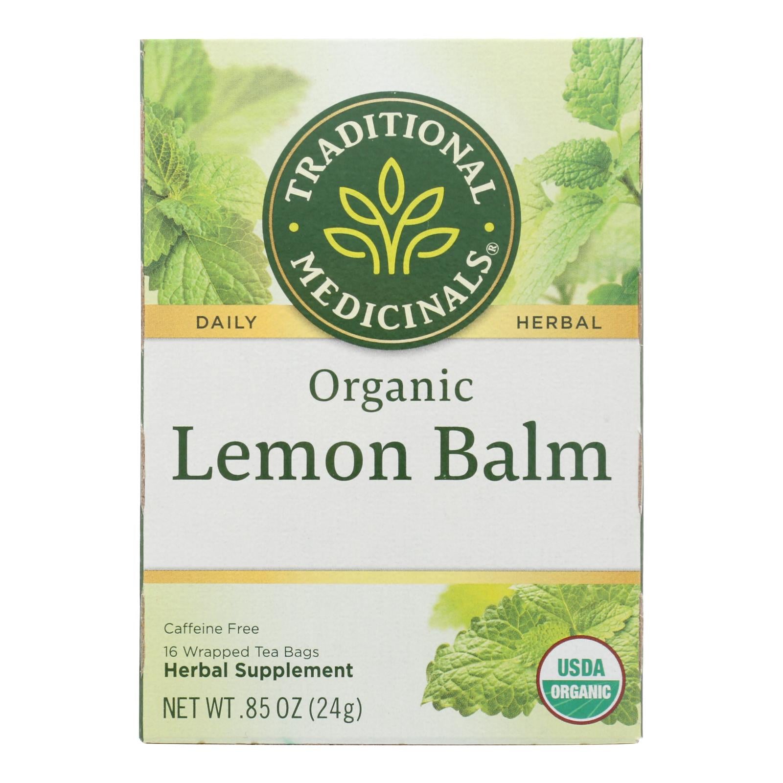 Traditional Medicinals Organic Herbal Tea - Lemon Balm Lemon Bal Og2 - Case Of 6 - 16 Bags - GreatEagleInc