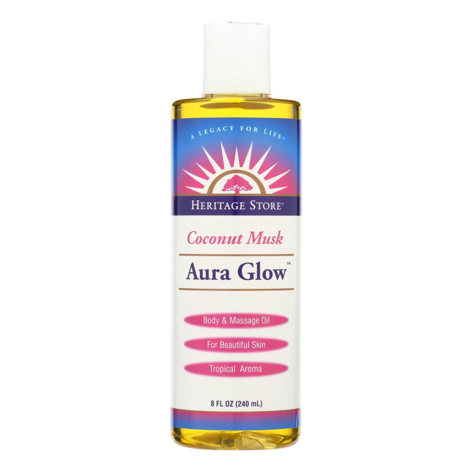 Heritage Products Aura Glow Massage Lotion Coconut - 8 Fl Oz - GreatEagleInc