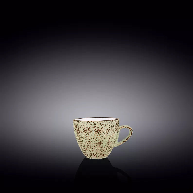 Speckled ceramic espresso cup with handle; part of a set of 6 (3 fl oz)