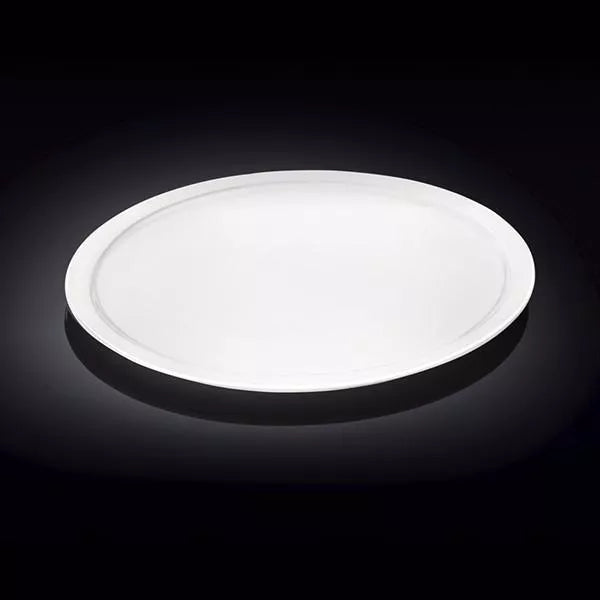 White 14 in pizza plate with smooth rim, set of 3