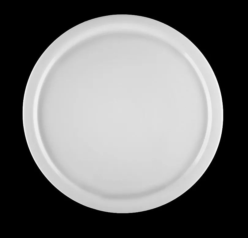 Round white 14 in pizza plate, smooth flat surface, set of 3
