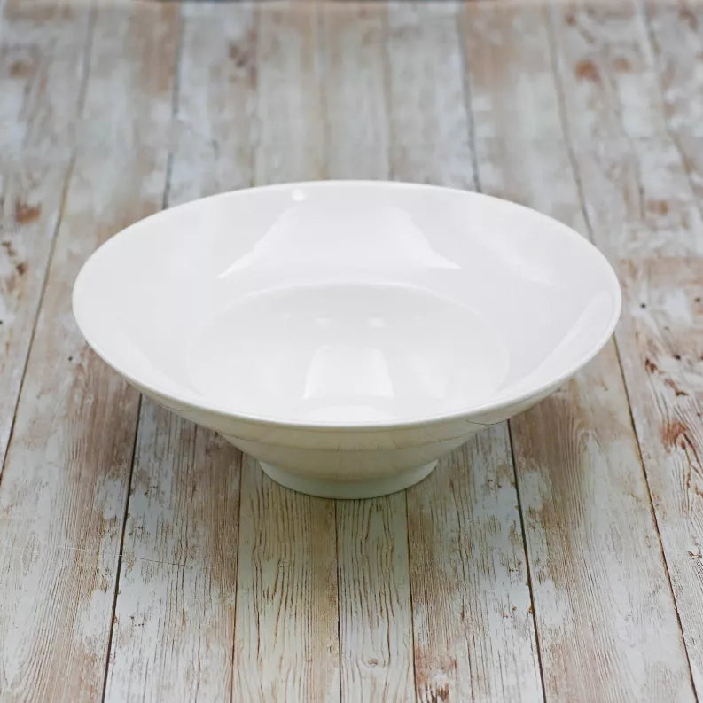 White deep dinner bowl plate, 9.75 in wide rim, glossy finish