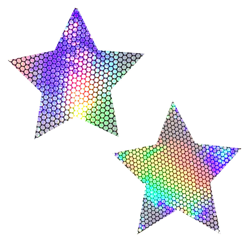 Liquid Party Silver Holographic Starry Nights  Nipztix Pasties - GreatEagleInc