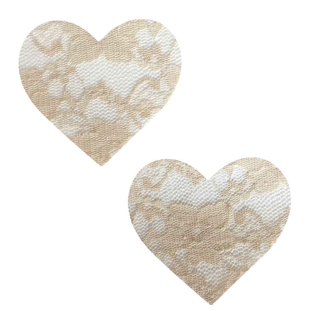 Nude Toffee Lace I Heart U Pasties - GreatEagleInc