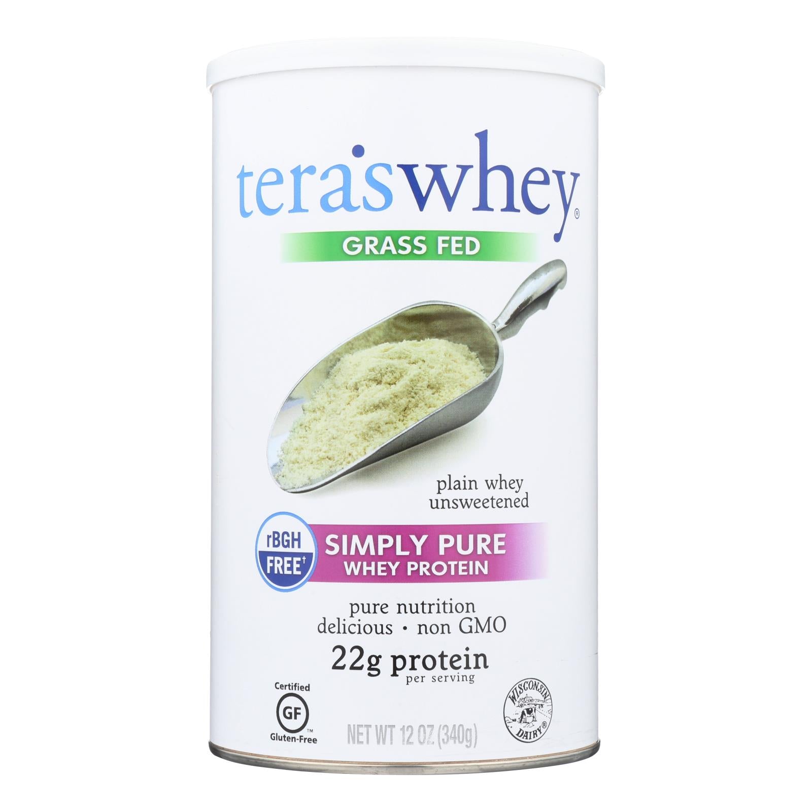 Tera's Whey Protein - Rbgh Free - Plain - Unsweetened - 12 Oz - GreatEagleInc