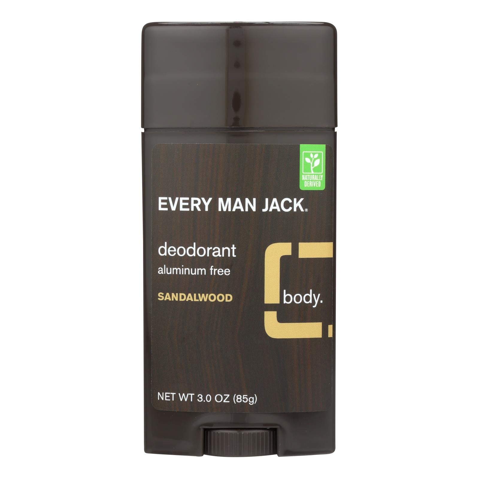 Every Man Jack Body Deodorant - Sandalwood - Aluminum Free - 3 Oz - GreatEagleInc