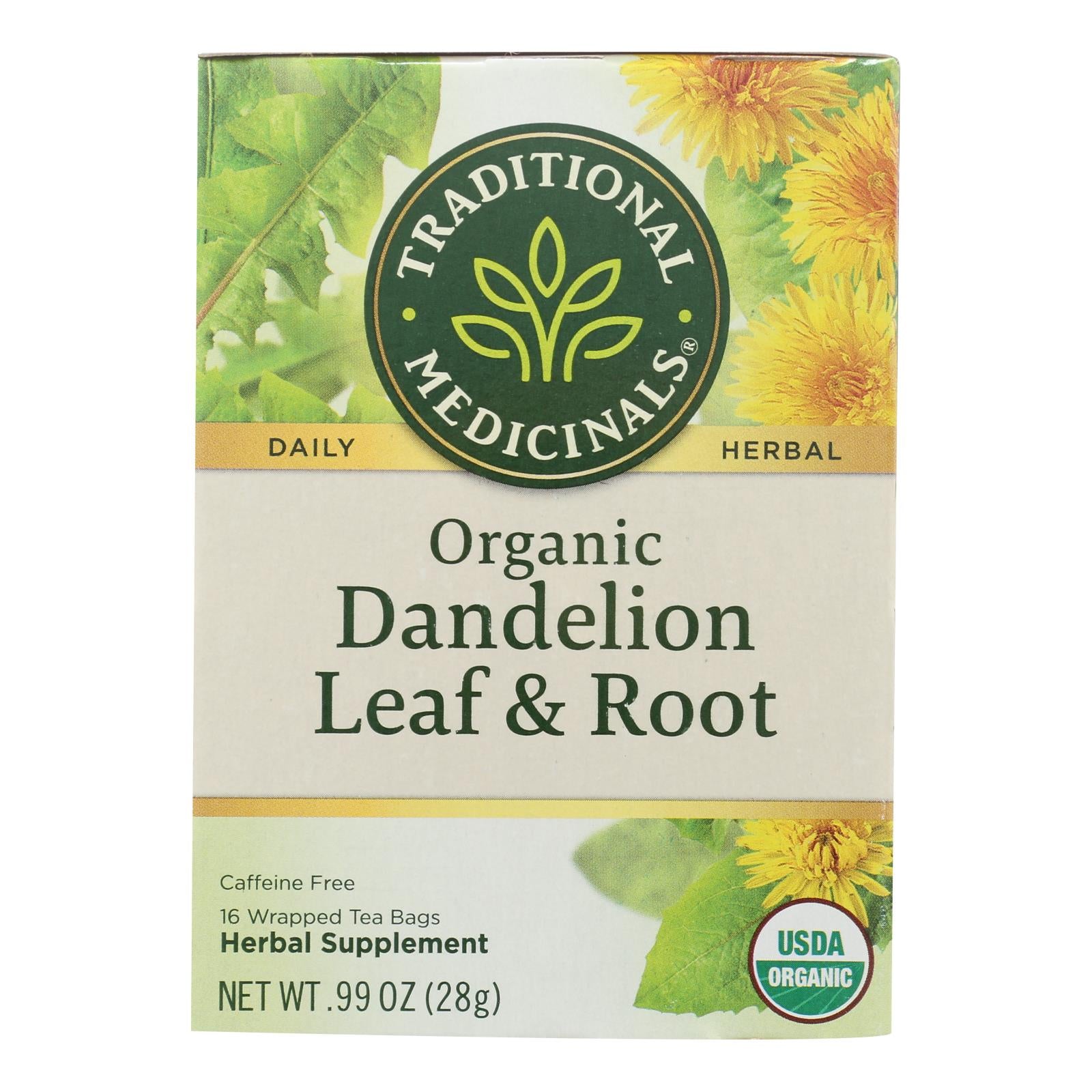 Traditional Medicinals Tea - Organc - Hrbl - Dndln Leaf Rt - 16 Ct - 1 Case - GreatEagleInc