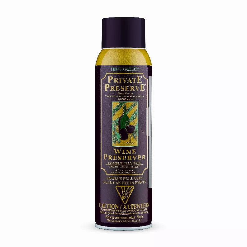 Private Preserve Wine Preserver spray bottle, purple label and gold cap