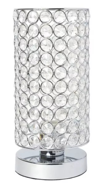 Elegant Designs Elipse Crystal Bedside Nightstand Cylindrical Uplight Table Lamp - Chrome / 1 - Lamps & Lights