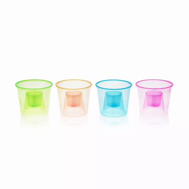 Neon party cups, set of 20, assorted bright colored plastic cups with wide rims