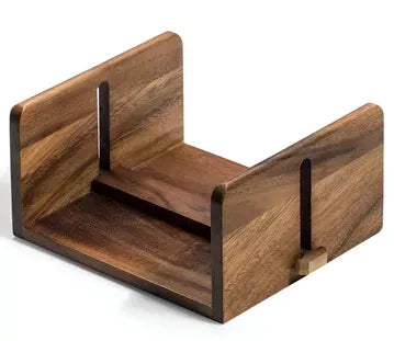 Wood luncheon napkin holder, U-shaped with two side divider slots