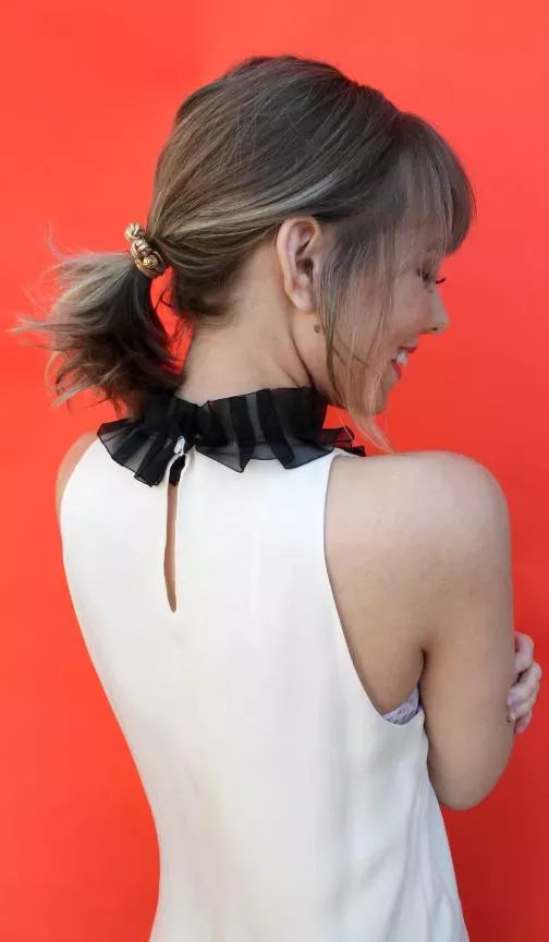 Wrap-around hair pony set of 3 with green, metallic gold, and black knotted wraps