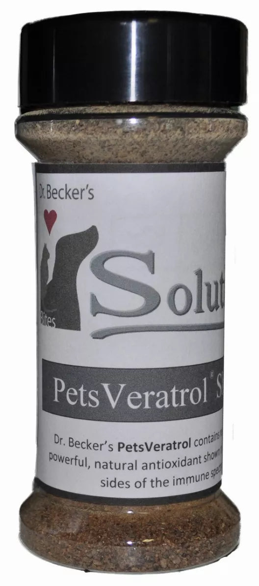 Herbal supplement shaker container with black lid and beige speckled powder body