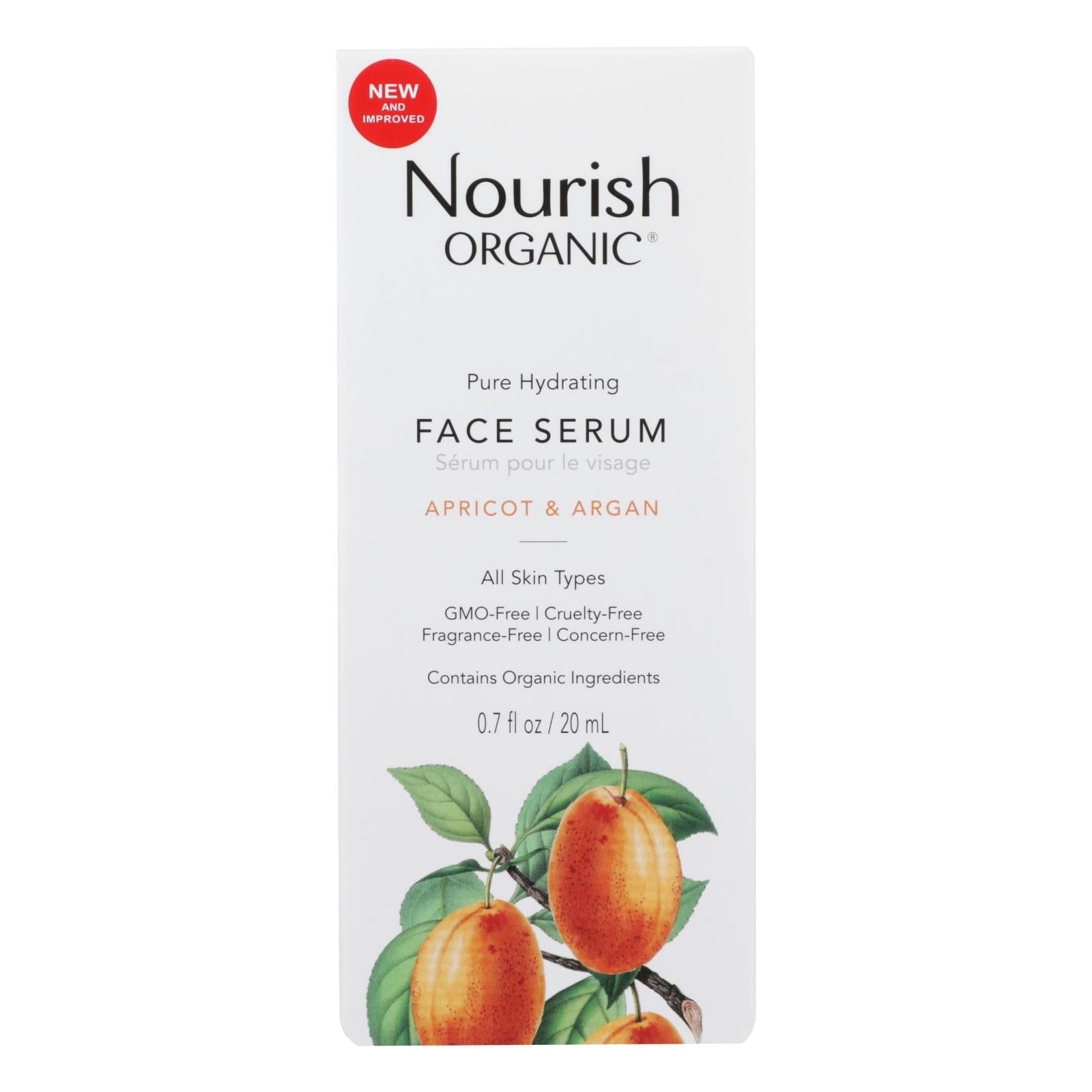 Nourish Organic Face Serum - Pure Hydrating Argan Apricot And Rosehip - .7 Oz - GreatEagleInc