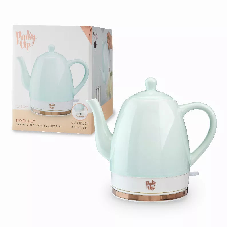 Pinky Up Noelle ceramic electric tea kettle, mint green
