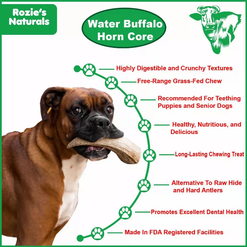 Natural water buffalo horn core dog chew, brown horn piece